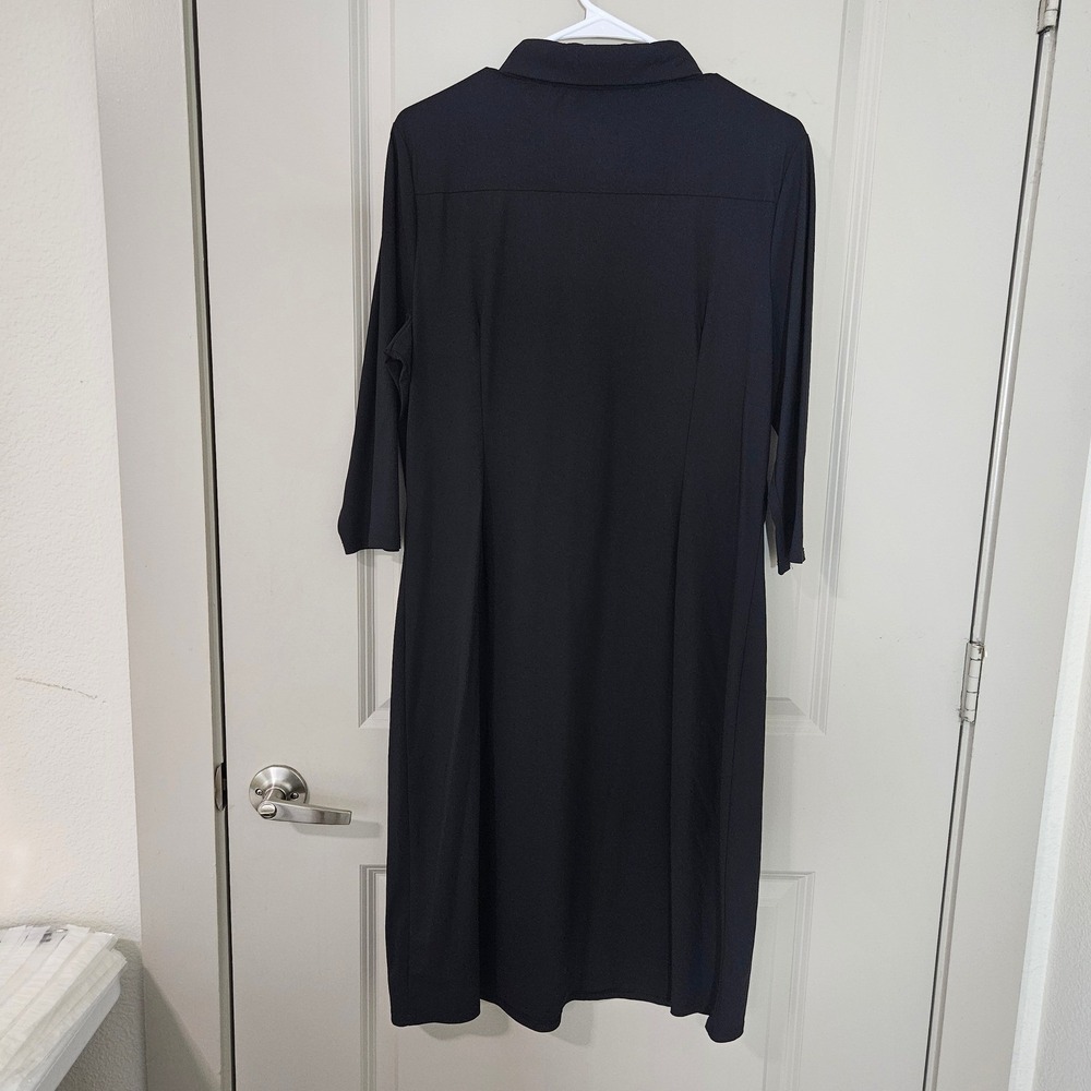 Jude Connally Black Shirt Dress XL 3/4 Sleeve Gold Button Pockets - Picture 5 of 9
